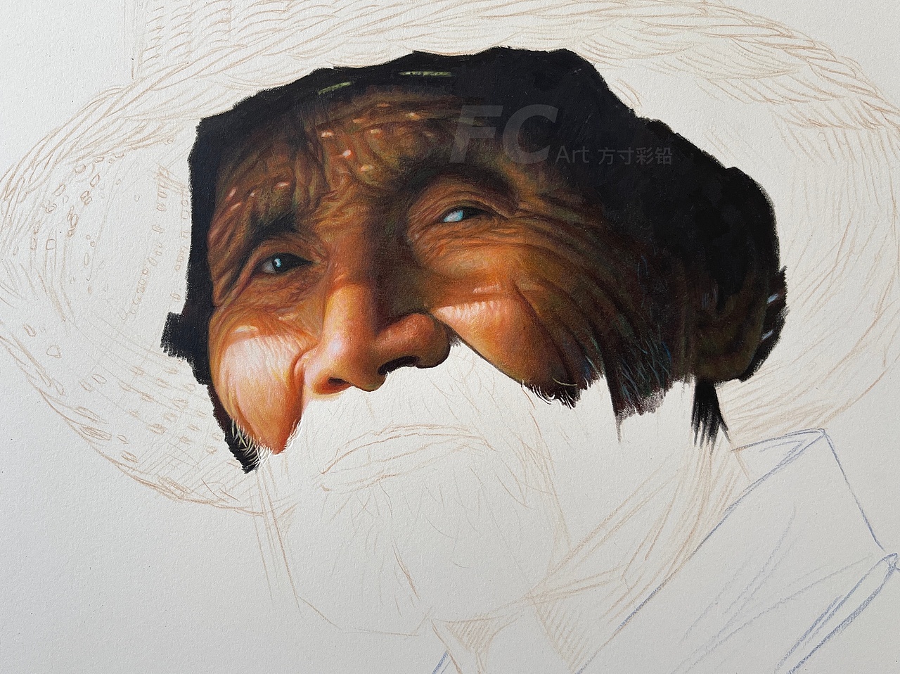 彩铅作品-老人肖像