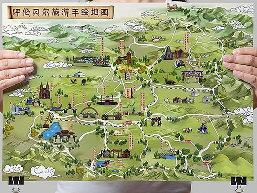 来一张很多人想要的手绘地图，呼伦贝尔旅游手绘地图