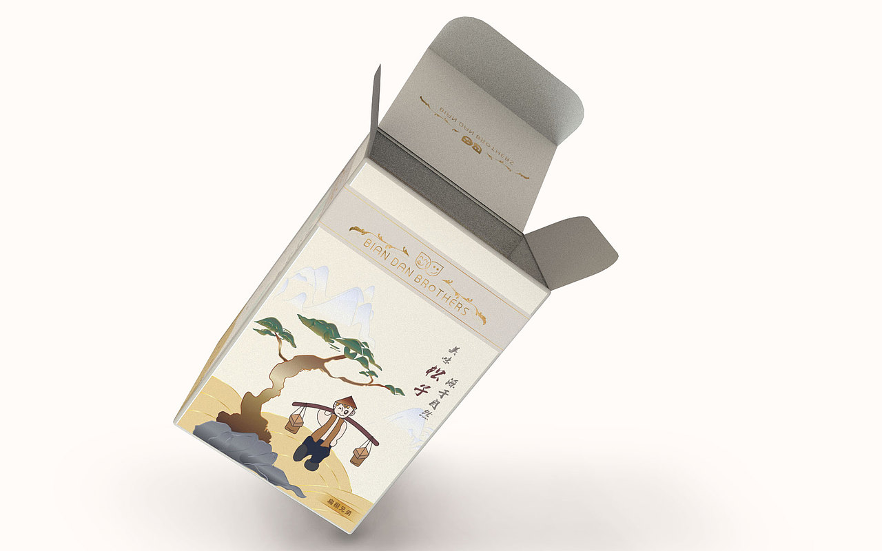 扁担兄弟松子盒外包装