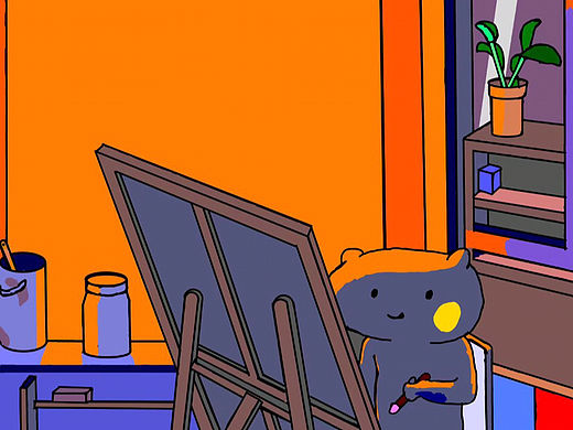 一只可愛的小精靈坐在窗臺前繪畫（個人主頁-ZNjU4MjcxNjg=） - 藝術(shù)插畫 - 站酷設(shè)計師美麗的藍天原創(chuàng)素材 - 站酷ZCOOL