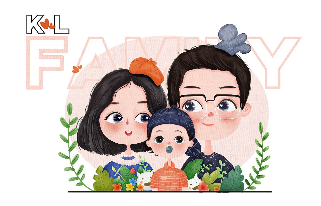 十月插画-全家福