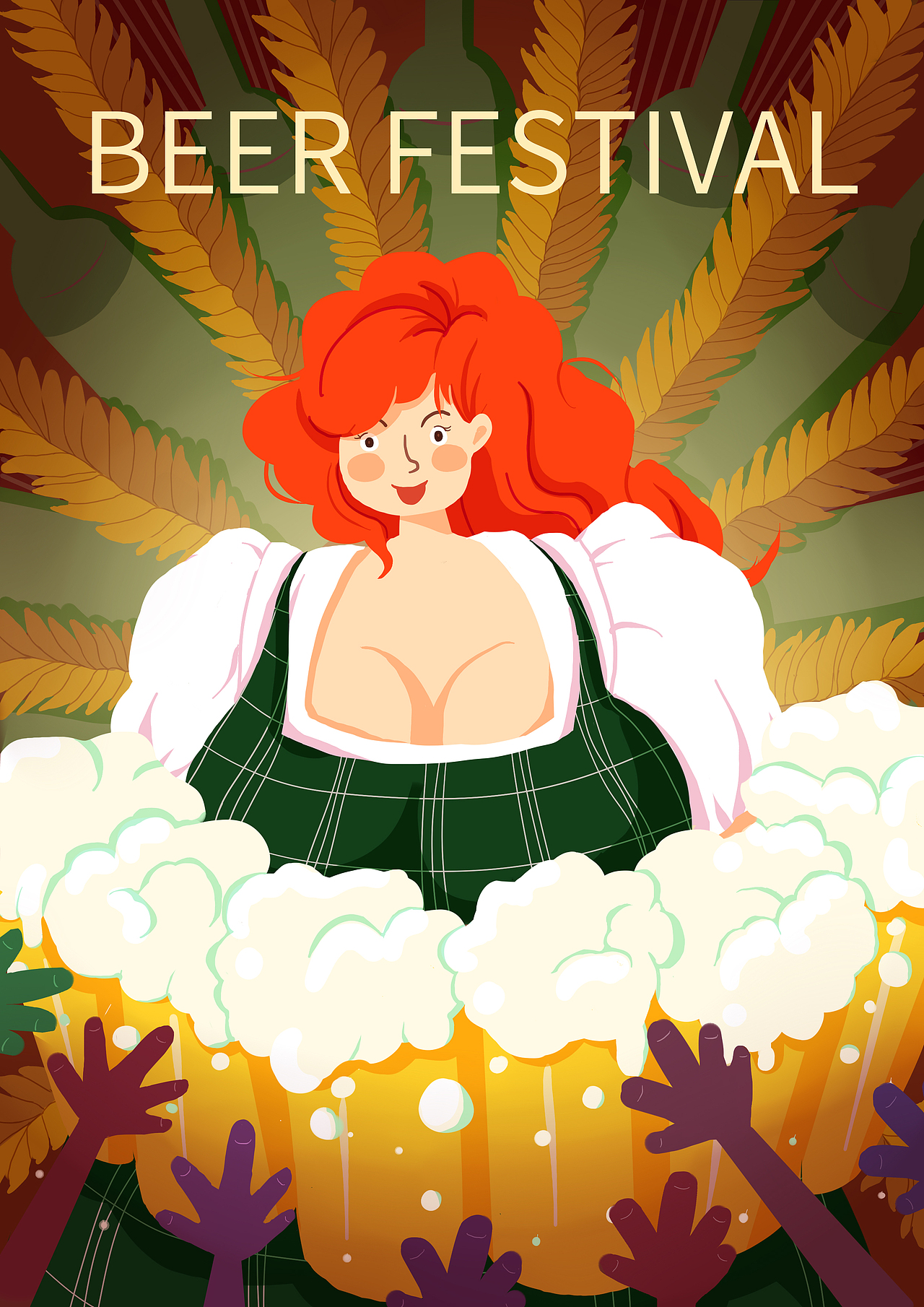 啤酒節(jié)（圖ZMjY4MTEzMTg4） - 商業(yè)插畫(huà) - 站酷設(shè)計(jì)師sunny科研插畫(huà)原創(chuàng)素材 - 站酷ZCOOL