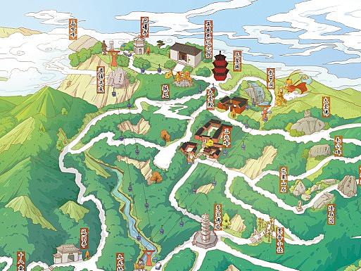 一组手绘地图，各种风格主题的手绘地图