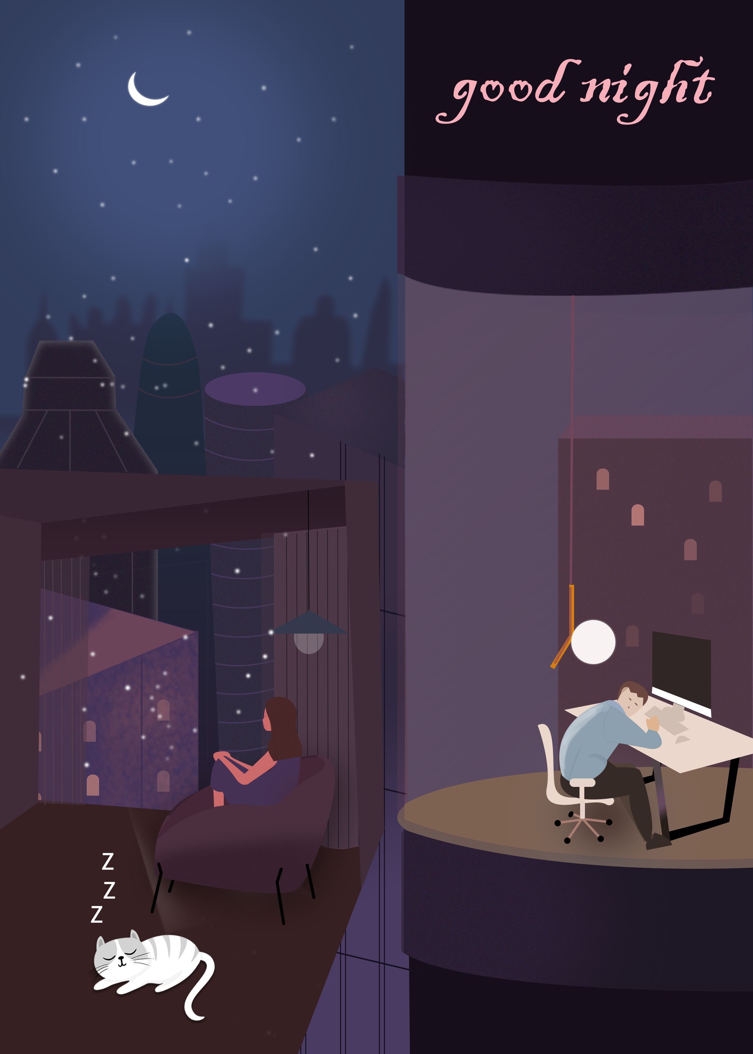 晚安|插画|创作习作|99牛肉咖喱要努力 - 原创作品 - 站酷 (zcool)