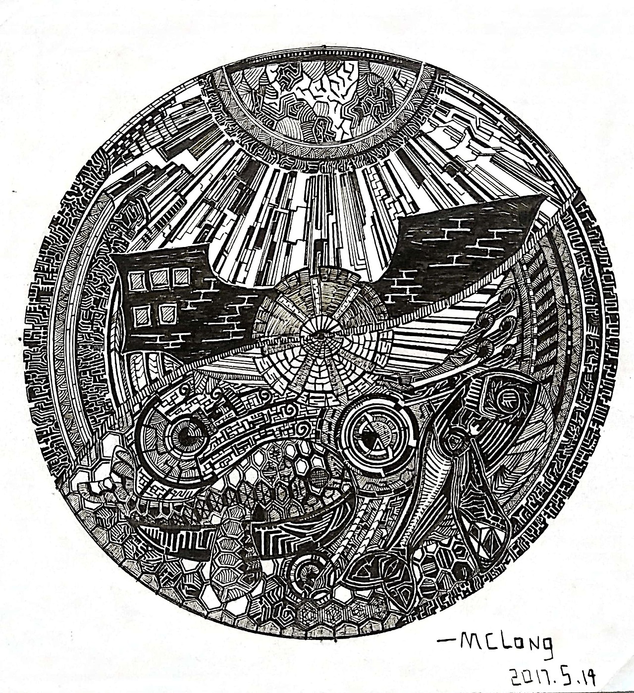 黑白装饰画手绘海