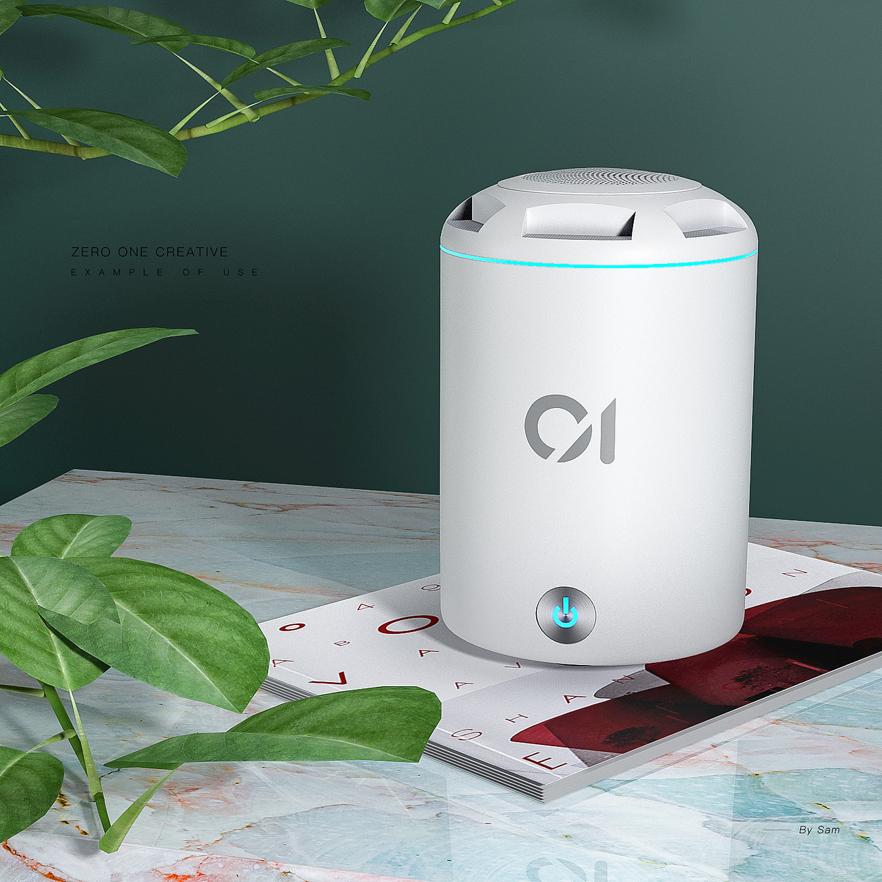 白色音响建模渲染 亚马逊