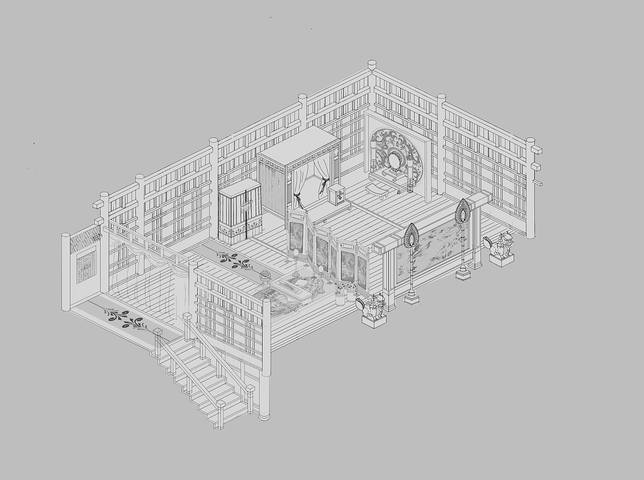 古代房屋内部结构|插画|游戏原画|言午_vanillan