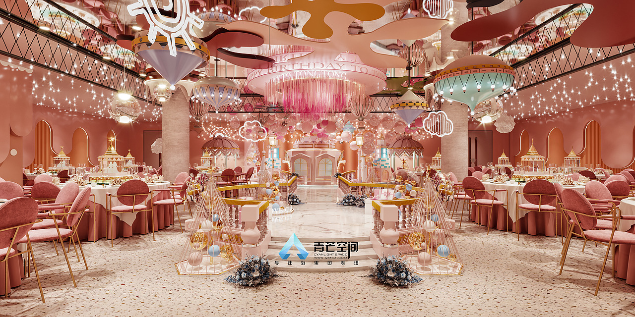 大型婚宴厅婚礼酒店布置效果图