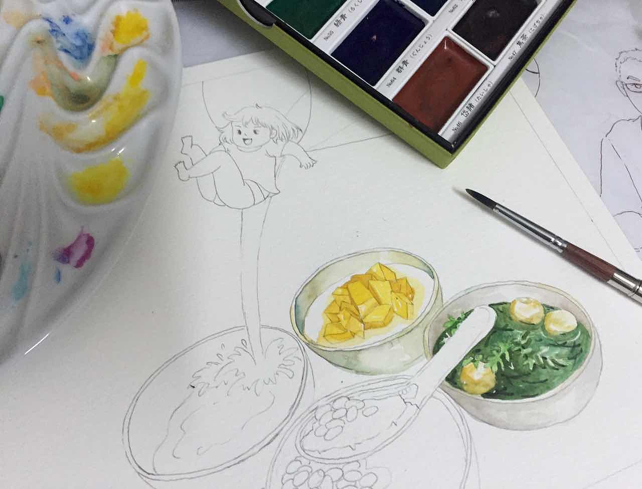 姜撞奶,红豆双皮奶,绿豆沙,芒果双皮奶|插画|商业插画|yoshiki的战斗