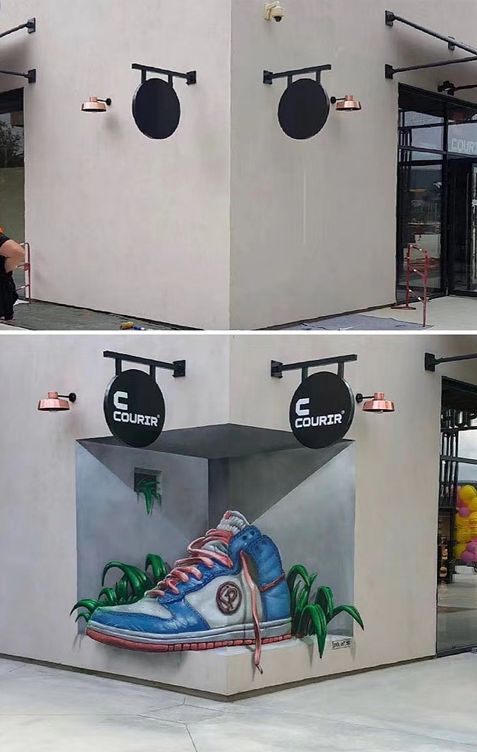 手绘3d立体画 3d墙绘 3d立体壁画 创意3d壁画