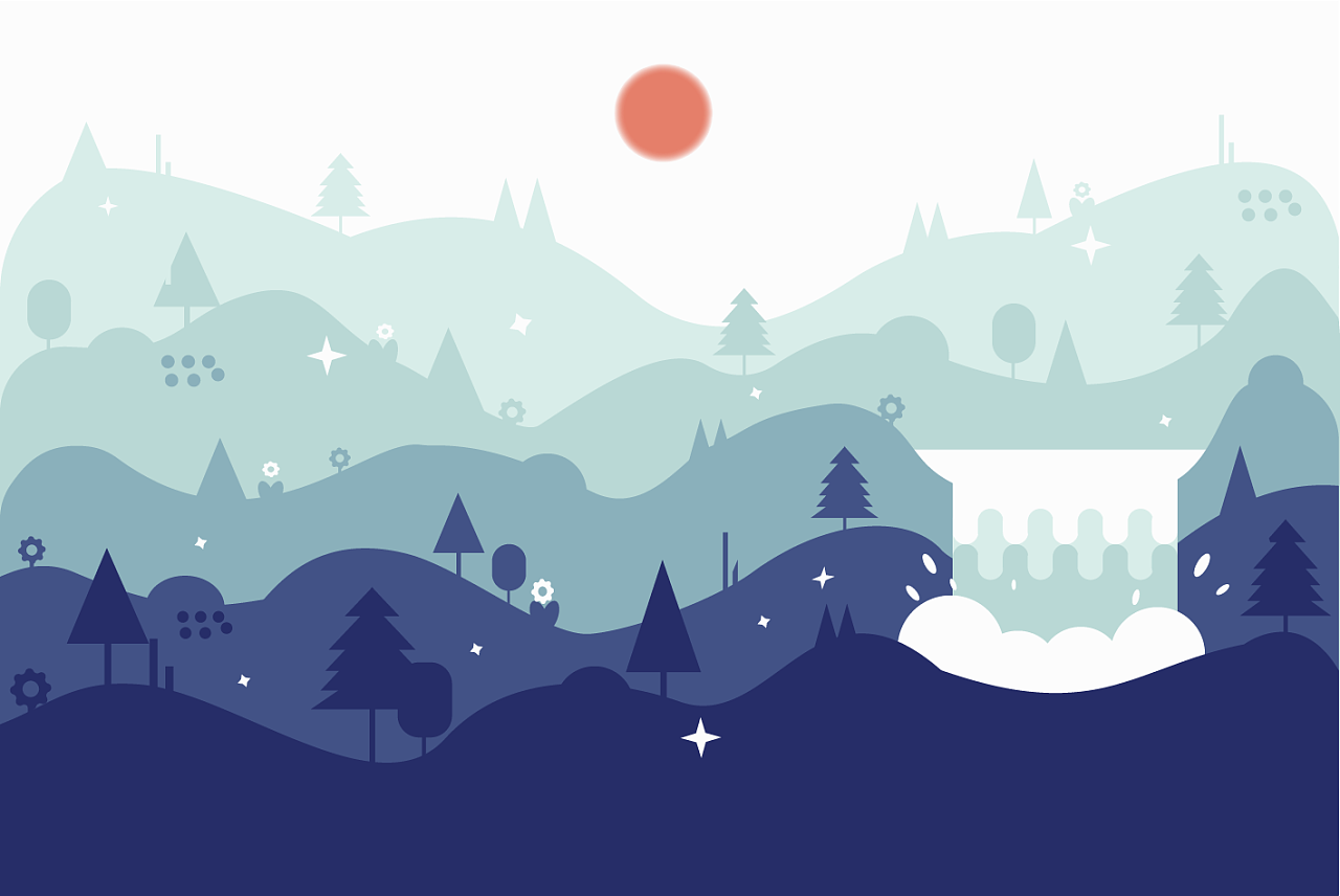 扁平化场景插画 练习[billd飘忽]