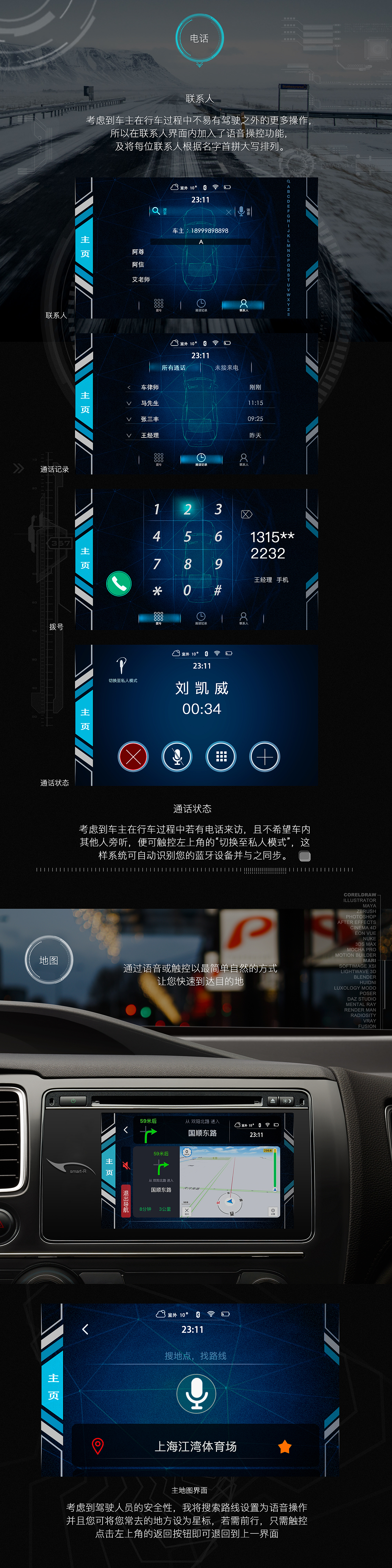 16年新作：Smart-R车载系统概览（图ZNDAxMTU5NjQ=） - APP界面 - 站酷设计师LynKing原创素材 - 站酷ZCOOL