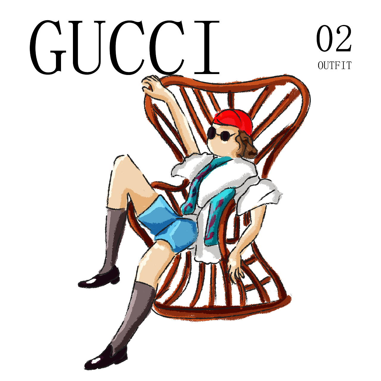 gucci模特转插画
