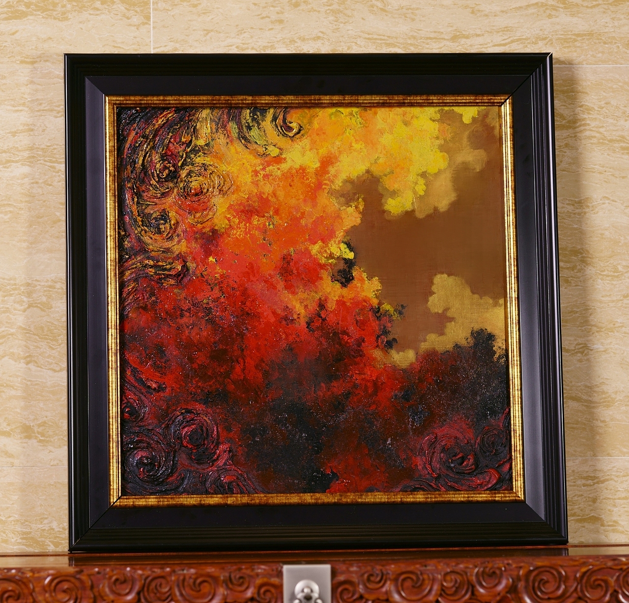 漆画《朝暮》（图ZMTU4NTU5MDMy） - 绘画 - 站酷设计师狠毒山炮原创素材 - 站酷ZCOOL