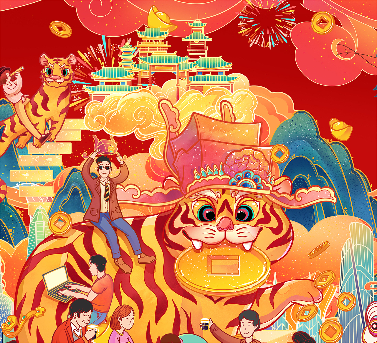 虎年-国风插画礼盒&新年国潮包装（图ZMjgxNzExOTQ4） - 商业插画 - 站酷设计师妍子喵工作室原创素材 - 站酷ZCOOL