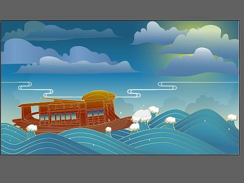 矢量插画国潮风十二革命精神插画创作