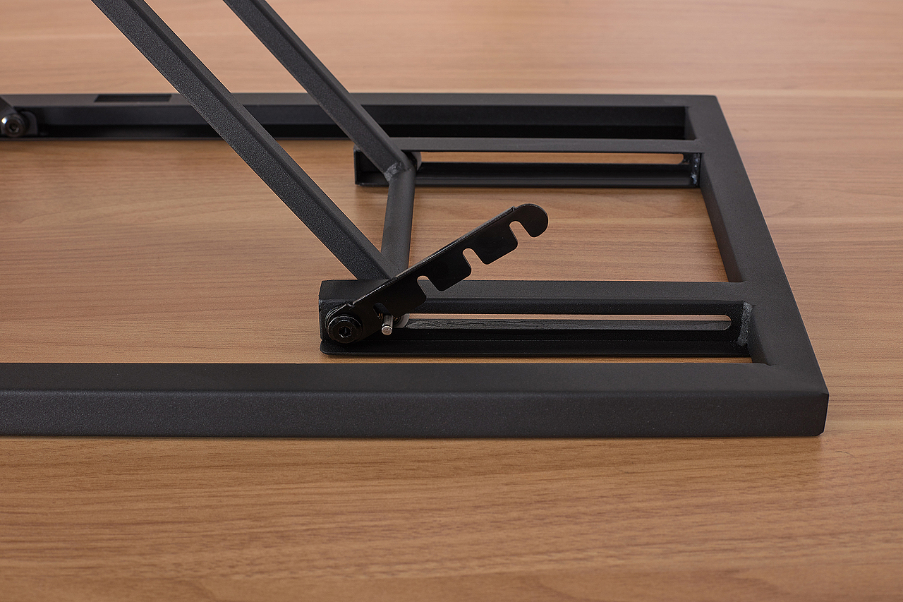 手动折叠升降桌细节拍摄 办公书桌场景摄影 电脑桌拍照