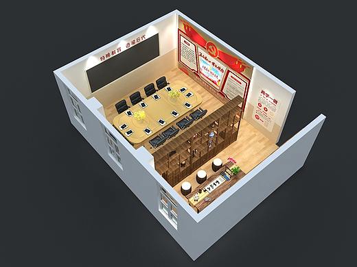 特殊学校党建展厅 效果图设计 办公区 3D