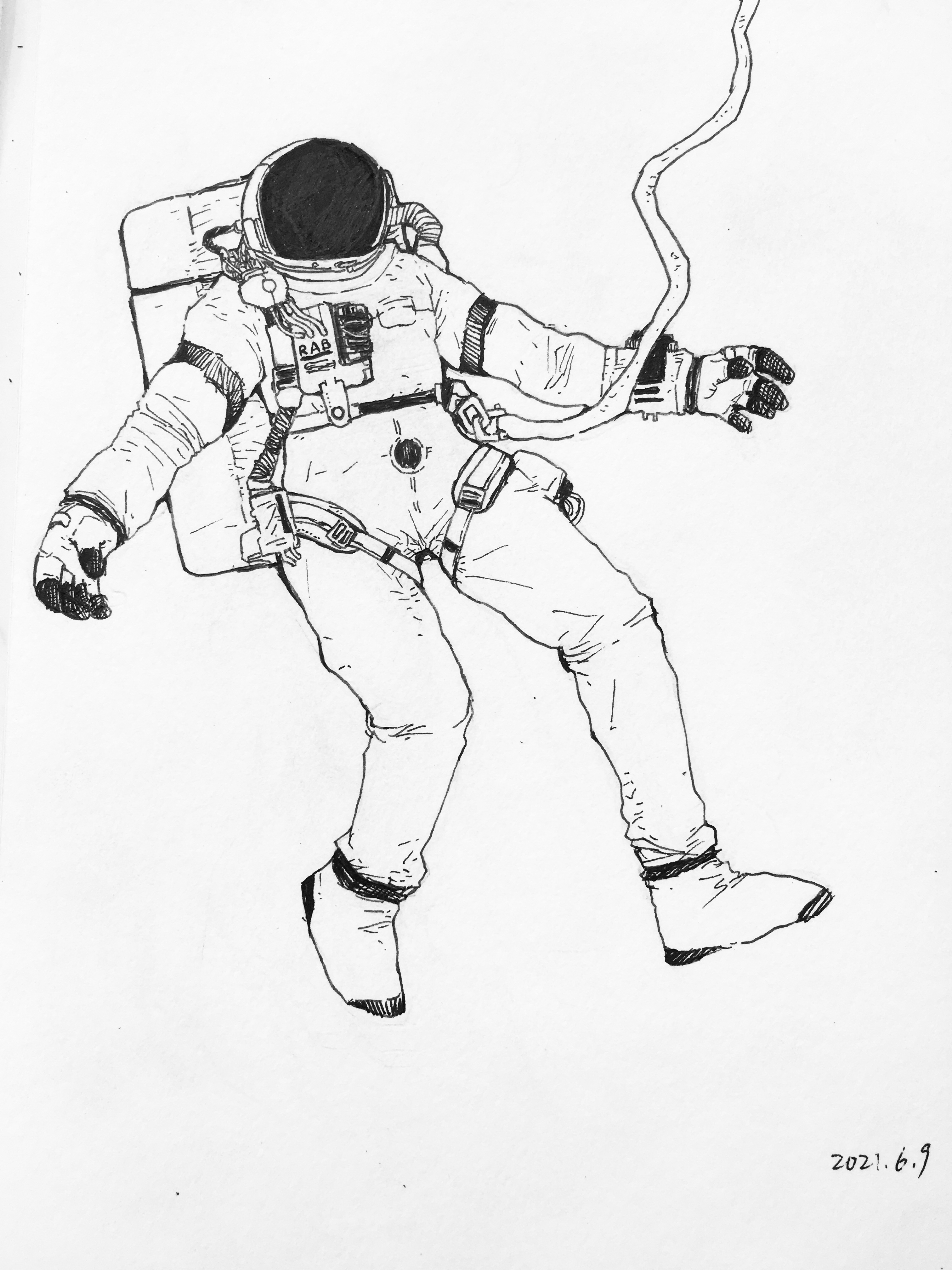 太空宇航员 线描画图片