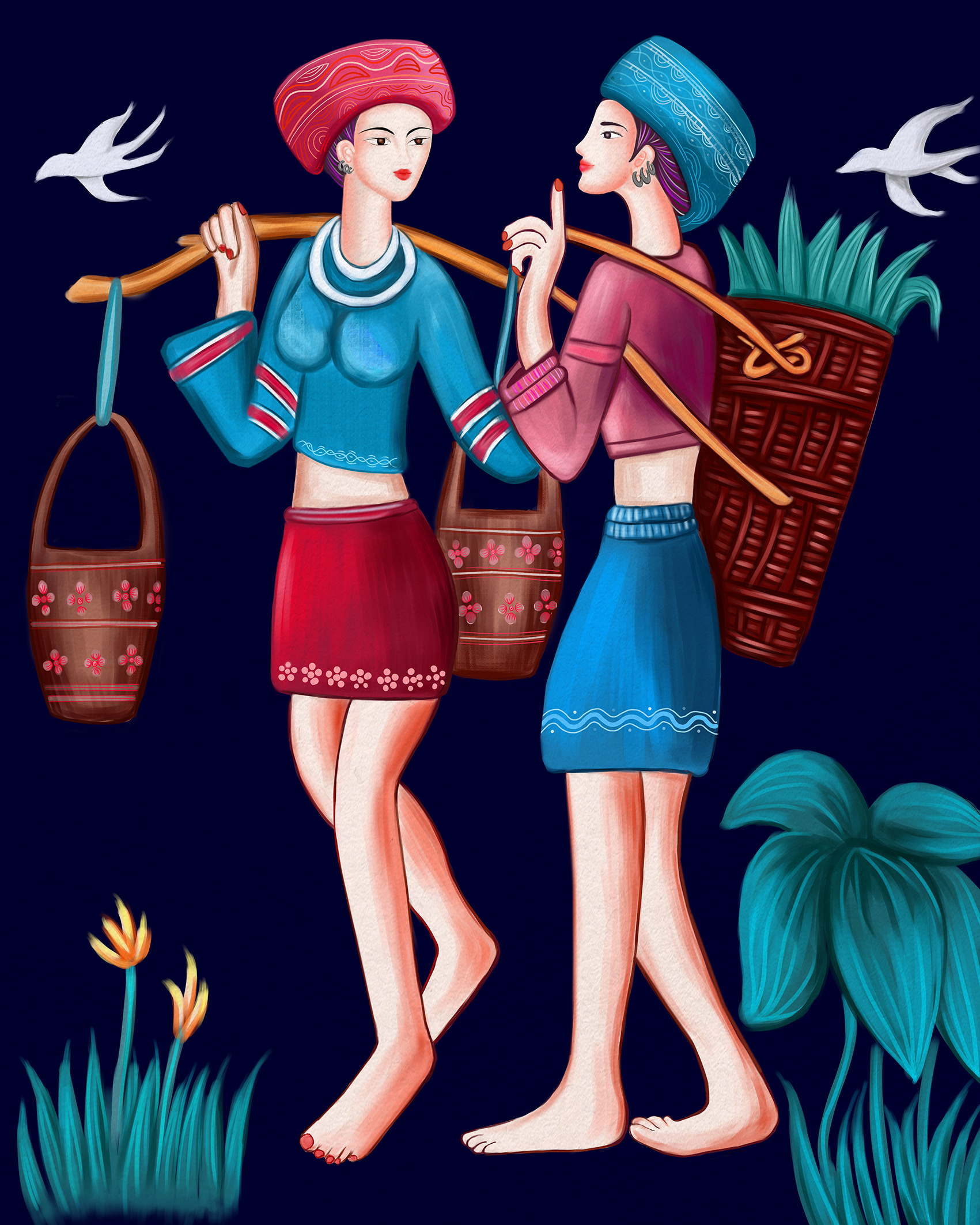 民族风插画之玉溪高铁插画设计