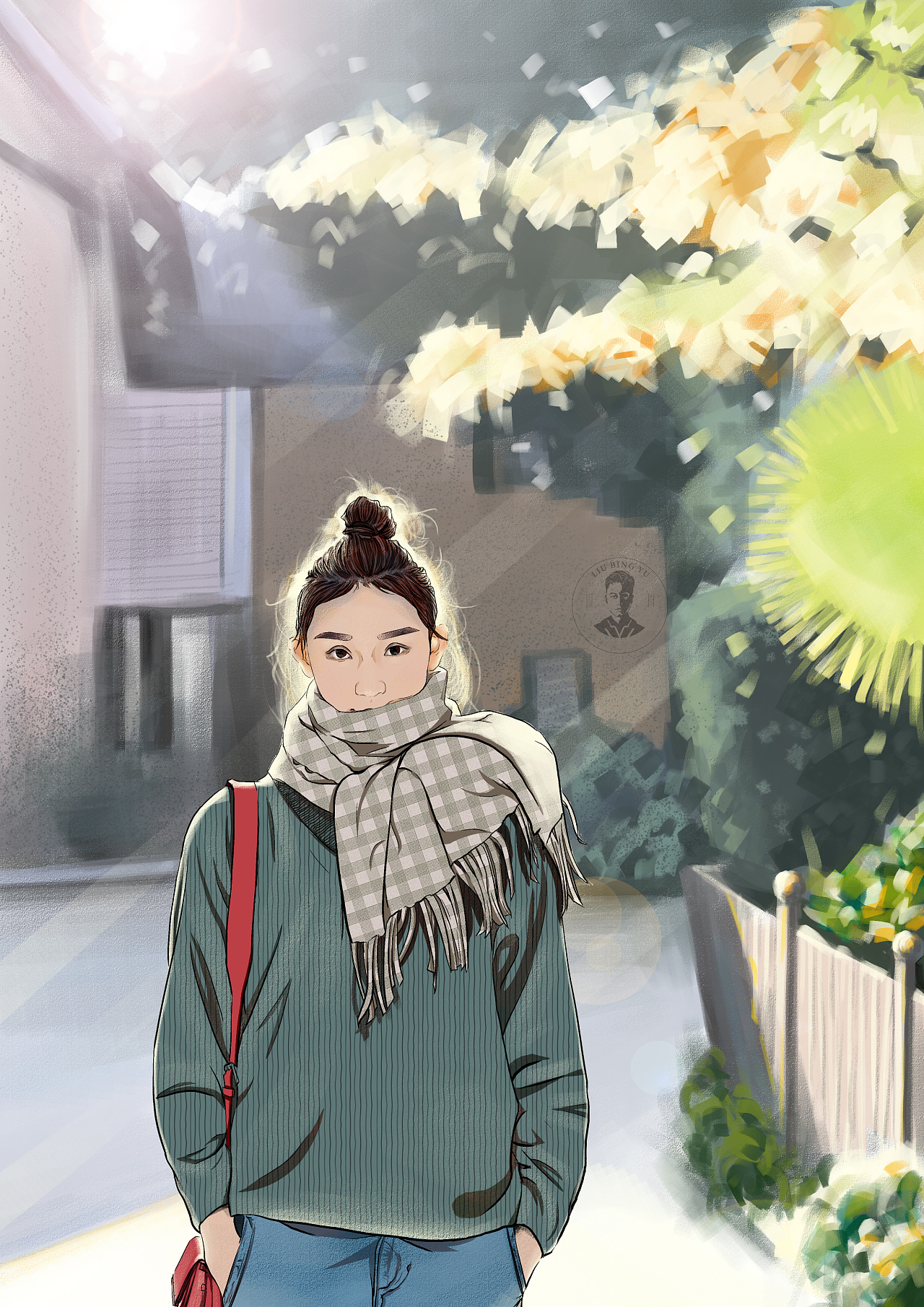 插画场景阳光女孩