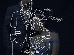 简约线条婚纱照婚礼logo