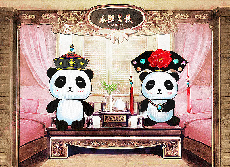 旅游景点熊猫明信片创作小集