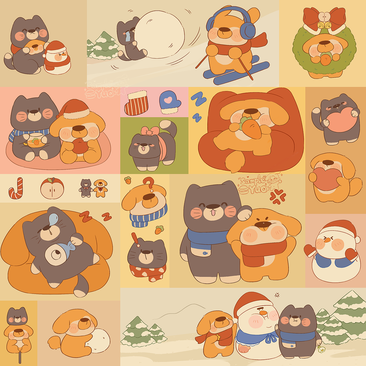 圣诞手绘贴纸✔（图ZMzU3NTQwMDU2） - 创作习作 - 站酷设计师Yuyu是只炸毛小狗原创素材 - 站酷ZCOOL