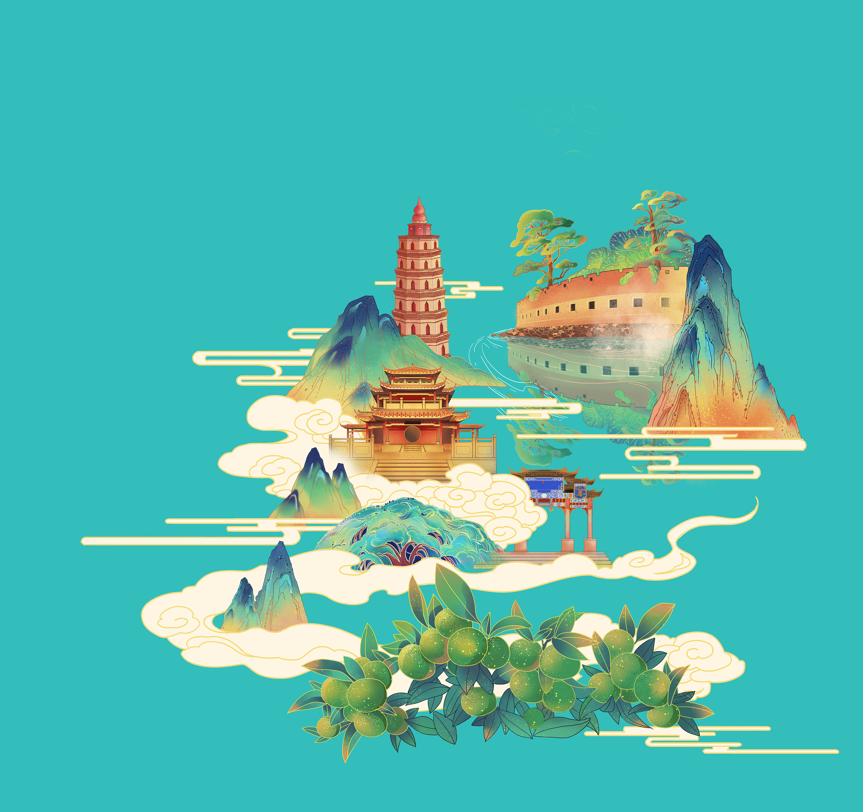 "柑柑好"小青柑插画