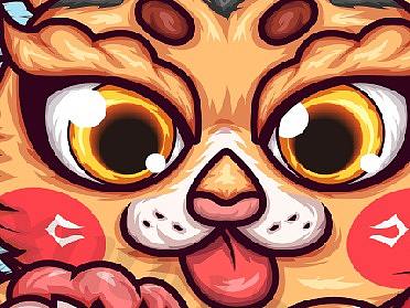 国潮插画【萌虎下山】【龙戏猪】