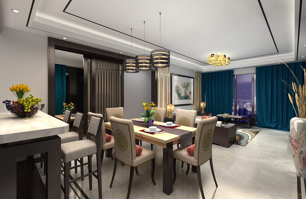 新中式客厅（图ZNTgxNTAzNDQ=） - 家装设计 - 站酷设计师lian880126原创素材 - 站酷ZCOOL