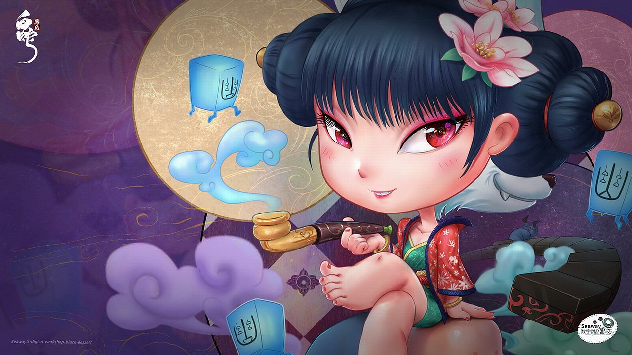 白蛇缘起宝青坊主q版插画壁纸绘画过程动态展示