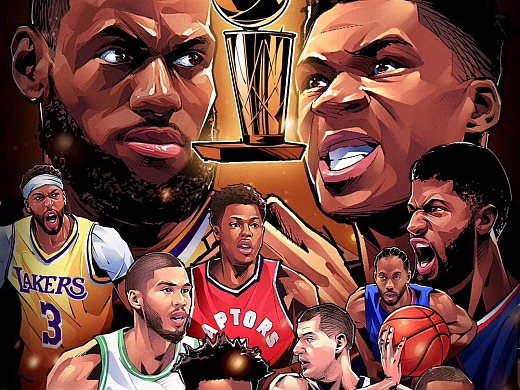 腾讯体育篮球NBA插画集 湖人火箭勇士詹姆斯哈登库里
