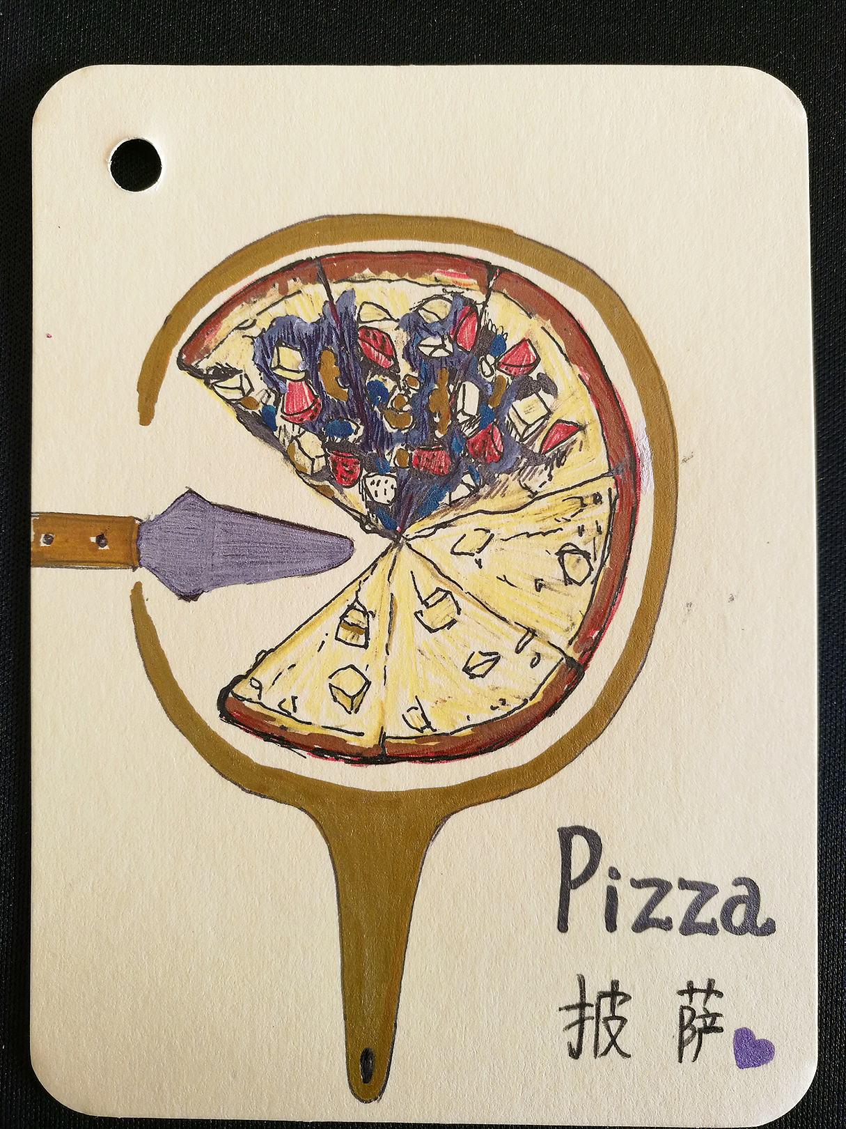 给宝宝自制闪卡,学习英文单词   披萨