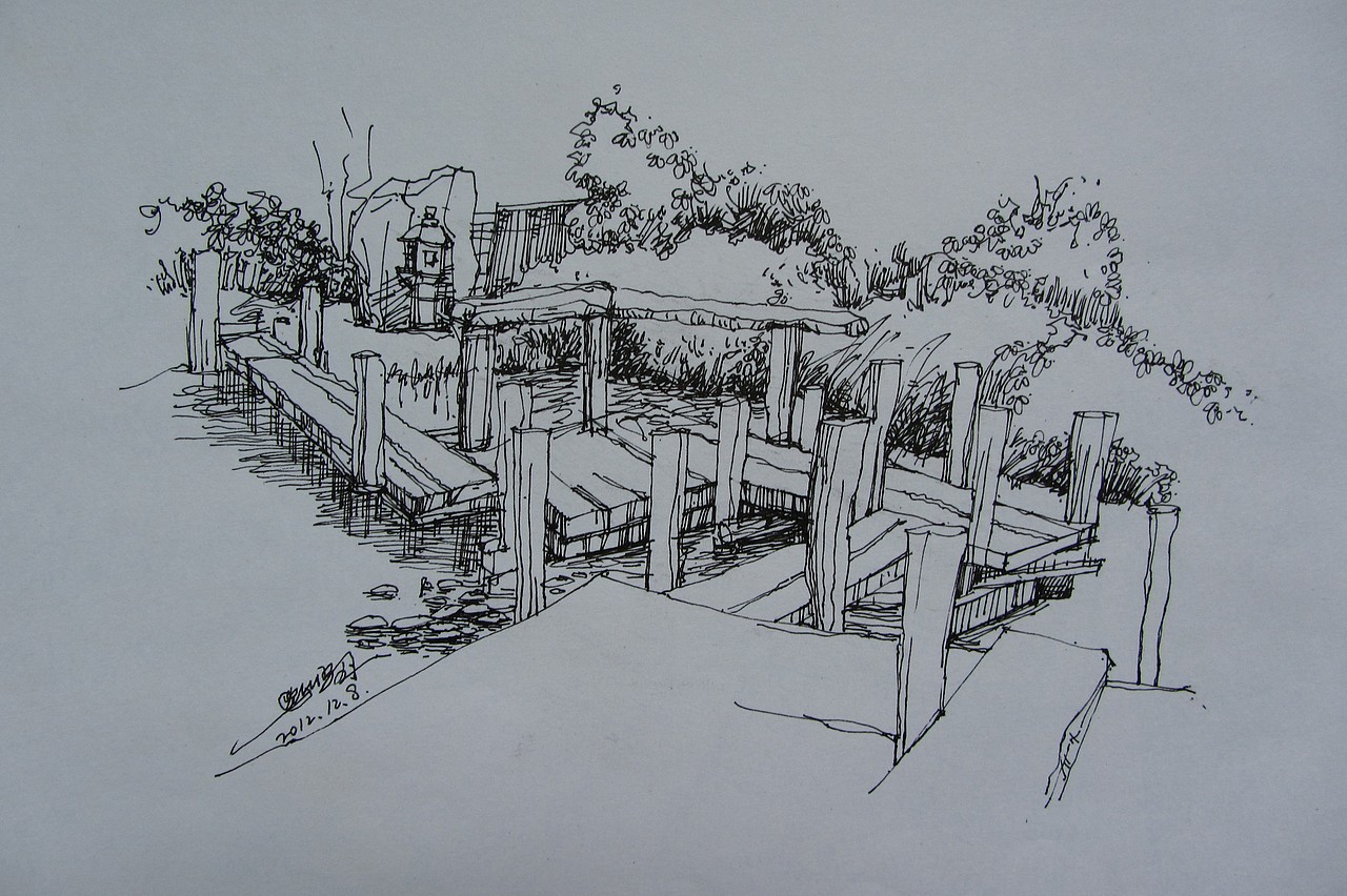 建筑风景手绘