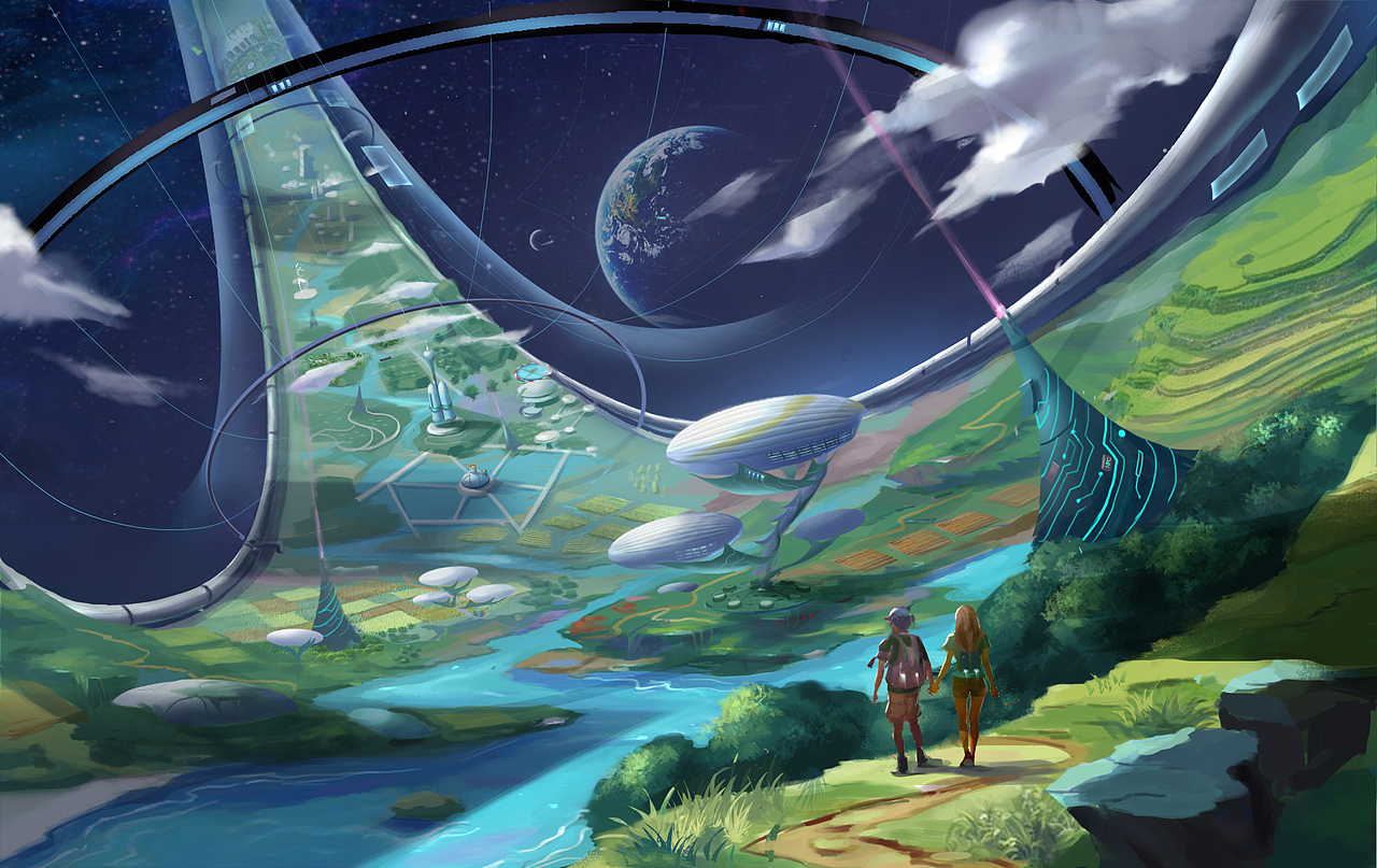 获奖作品 : 《星环生态轮》 ▲蓝铅笔场景概念设计班学员 : 冯宇