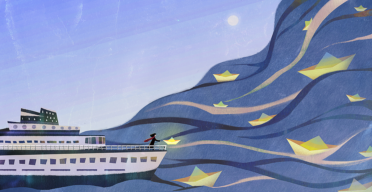 诗歌插画 《纸船_寄母亲》