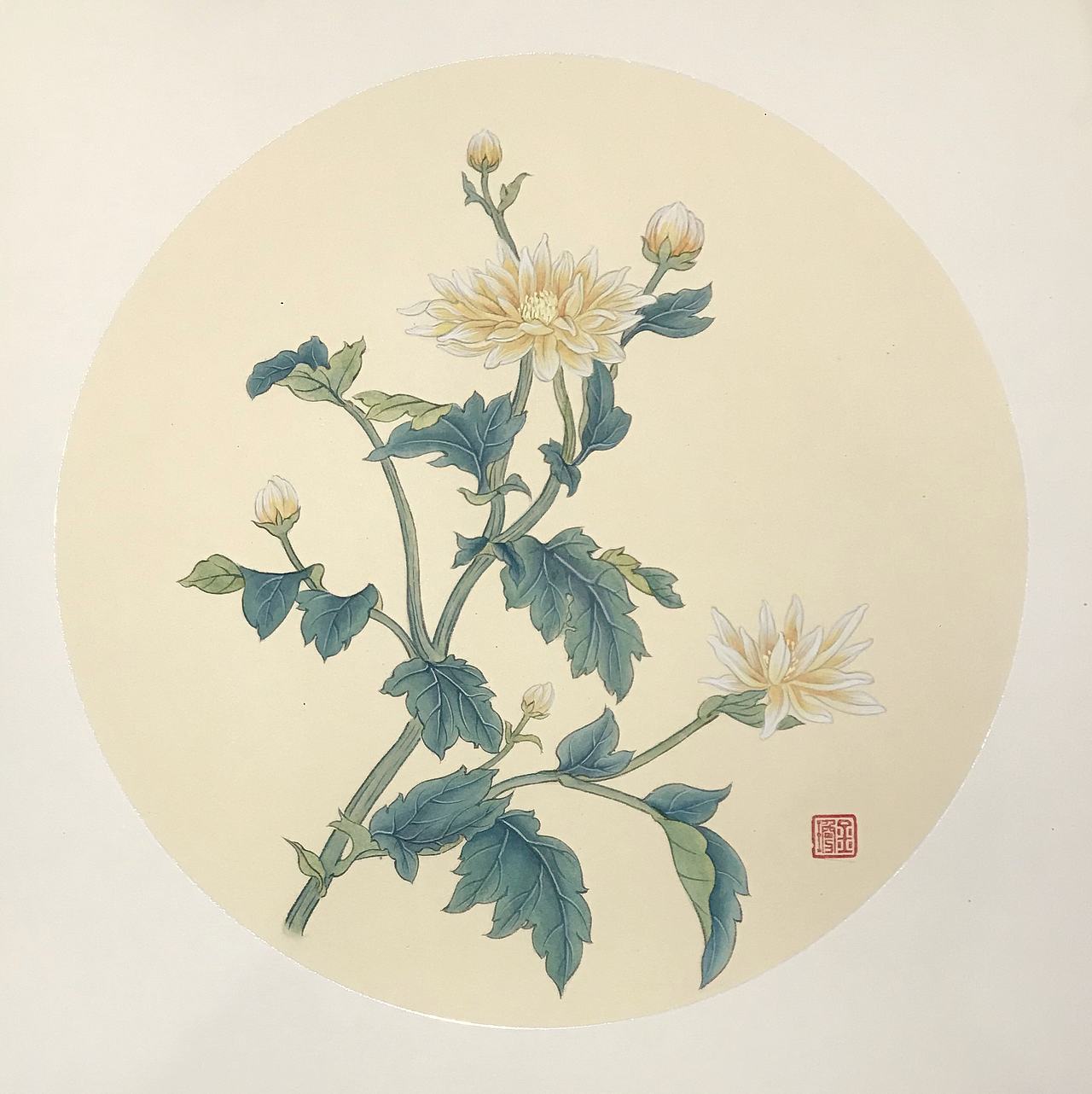 没骨花鸟 写生菊花（图ZMTYwMTE2MTc2） - 绘画 - 站酷设计师喵喵不吃鱼呀原创素材 - 站酷ZCOOL