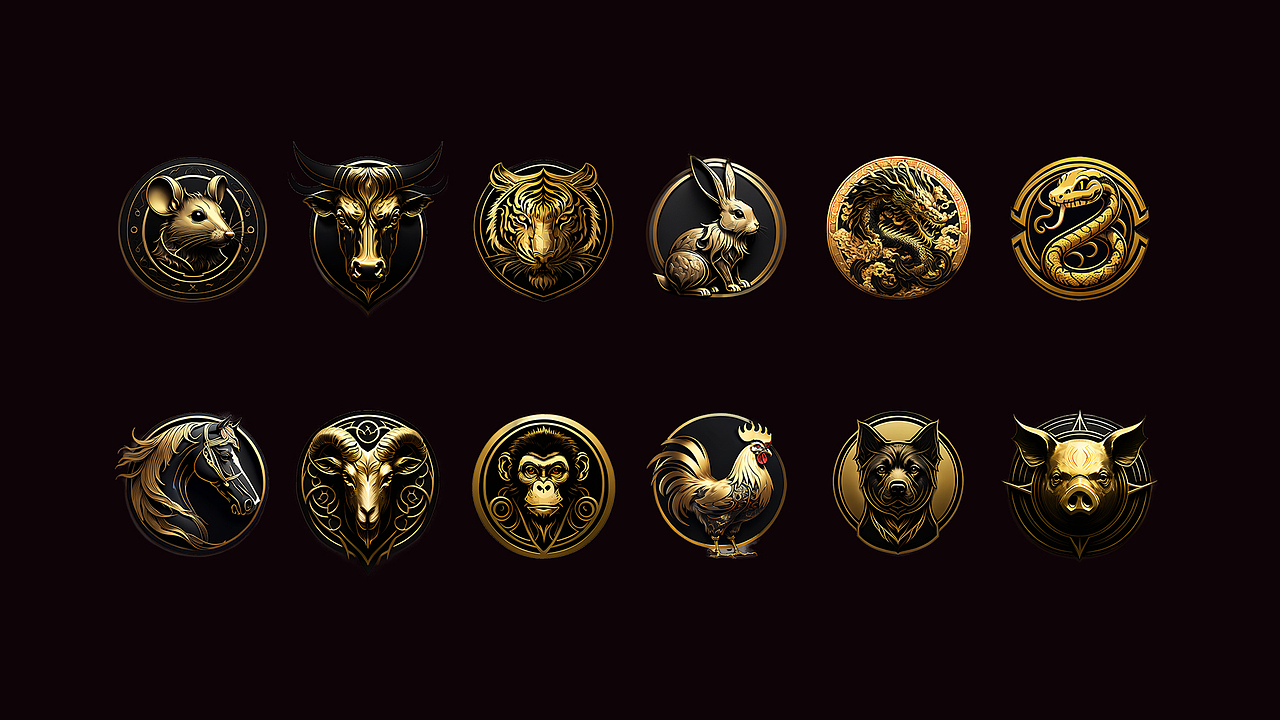 十二生肖徽章logo ｜ 復(fù)古動物logo（圖ZMzM1MzIxNjY0） - Logo - 站酷設(shè)計師奇先生的貓原創(chuàng)素材 - 站酷ZCOOL