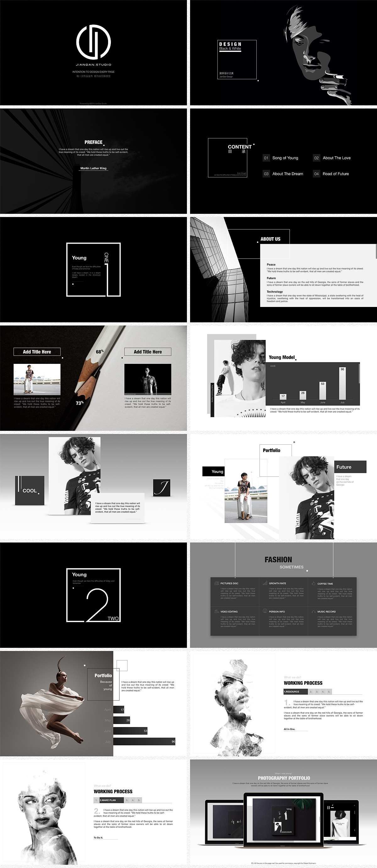 ［简单出品］时尚设计展示模版《Black&White》（图ZNDc3MTg3MjA=） - PPT/Keynote - 站酷设计师简单设计工作室原创素材 - 站酷ZCOOL
