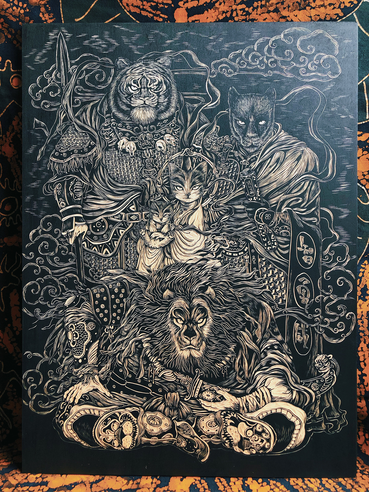 手工雕刻定制黑白木刻版画制作分享