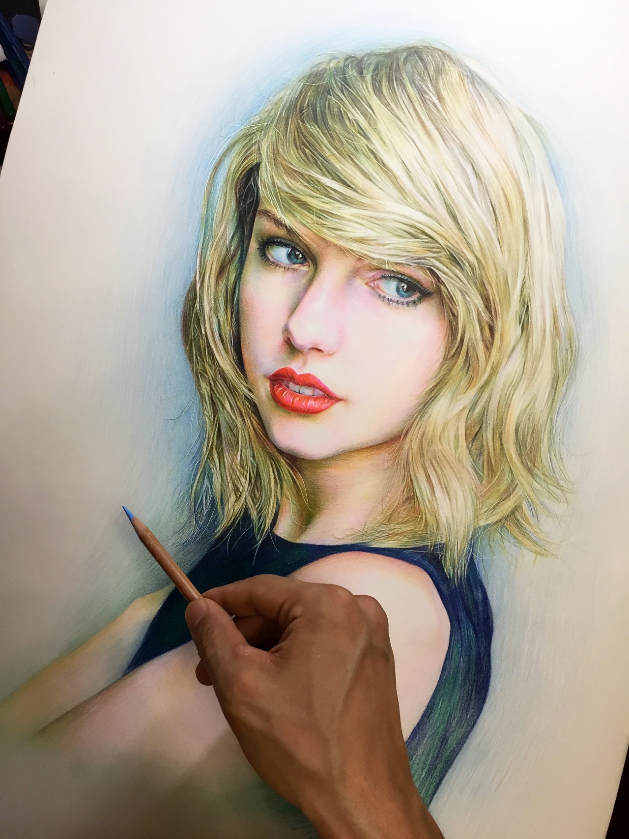 彩色铅笔画泰勒斯威夫特taylorswift