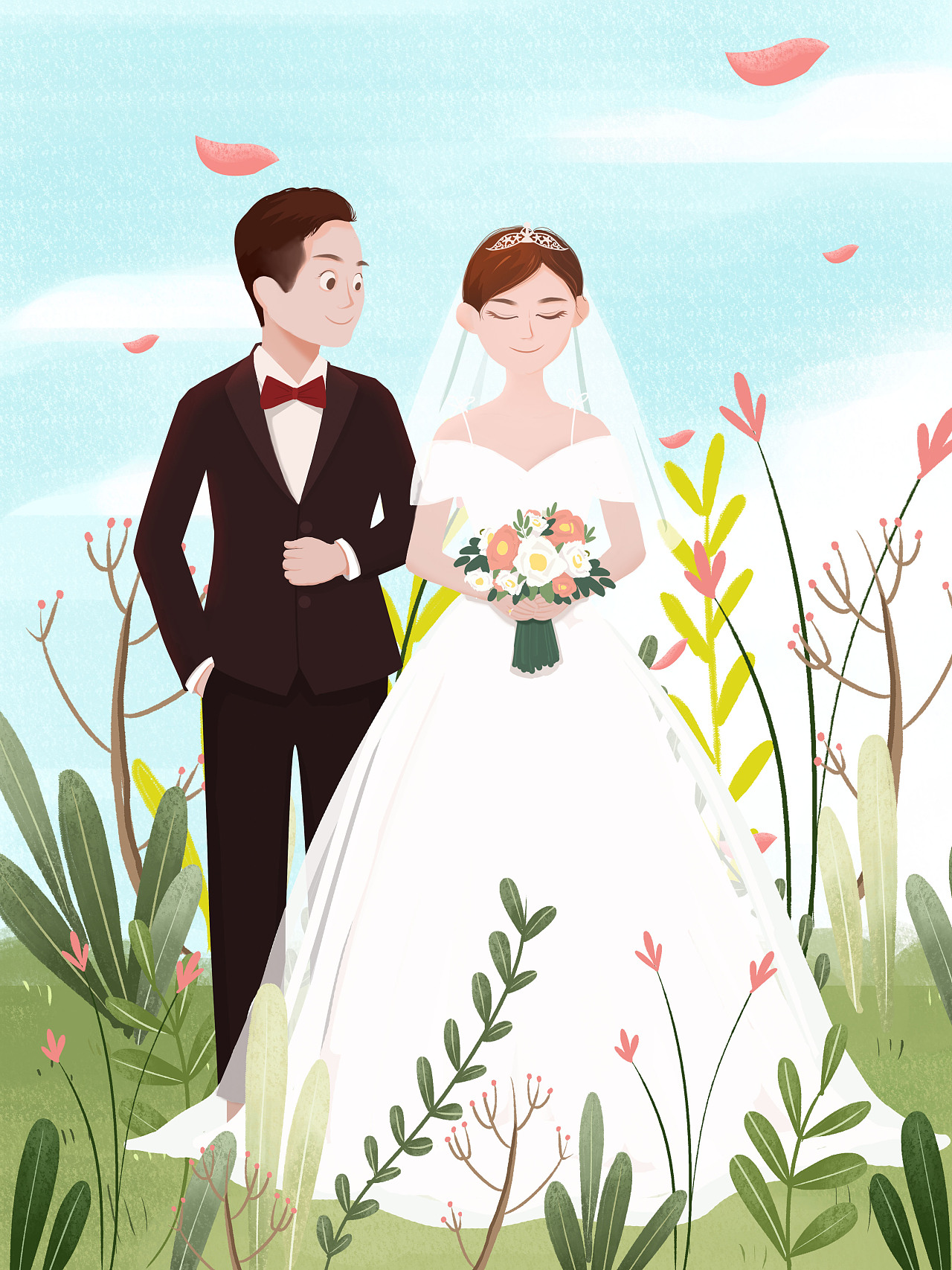 婚礼插画|插画|创作习作|美工zc - 原创作品 - 站酷 (zcool)