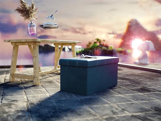 C4d家居产品动画，redshift渲染器，储物凳产品