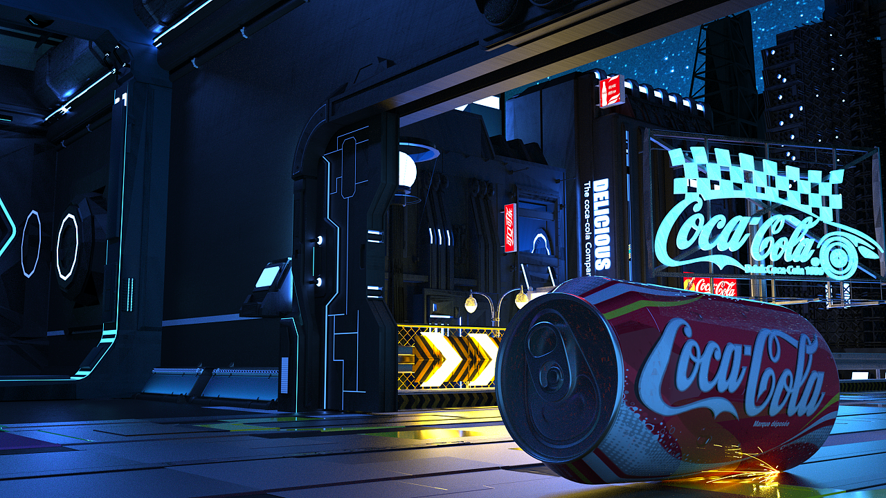 广告3d海报设计拆解可口可乐科技c4d科幻