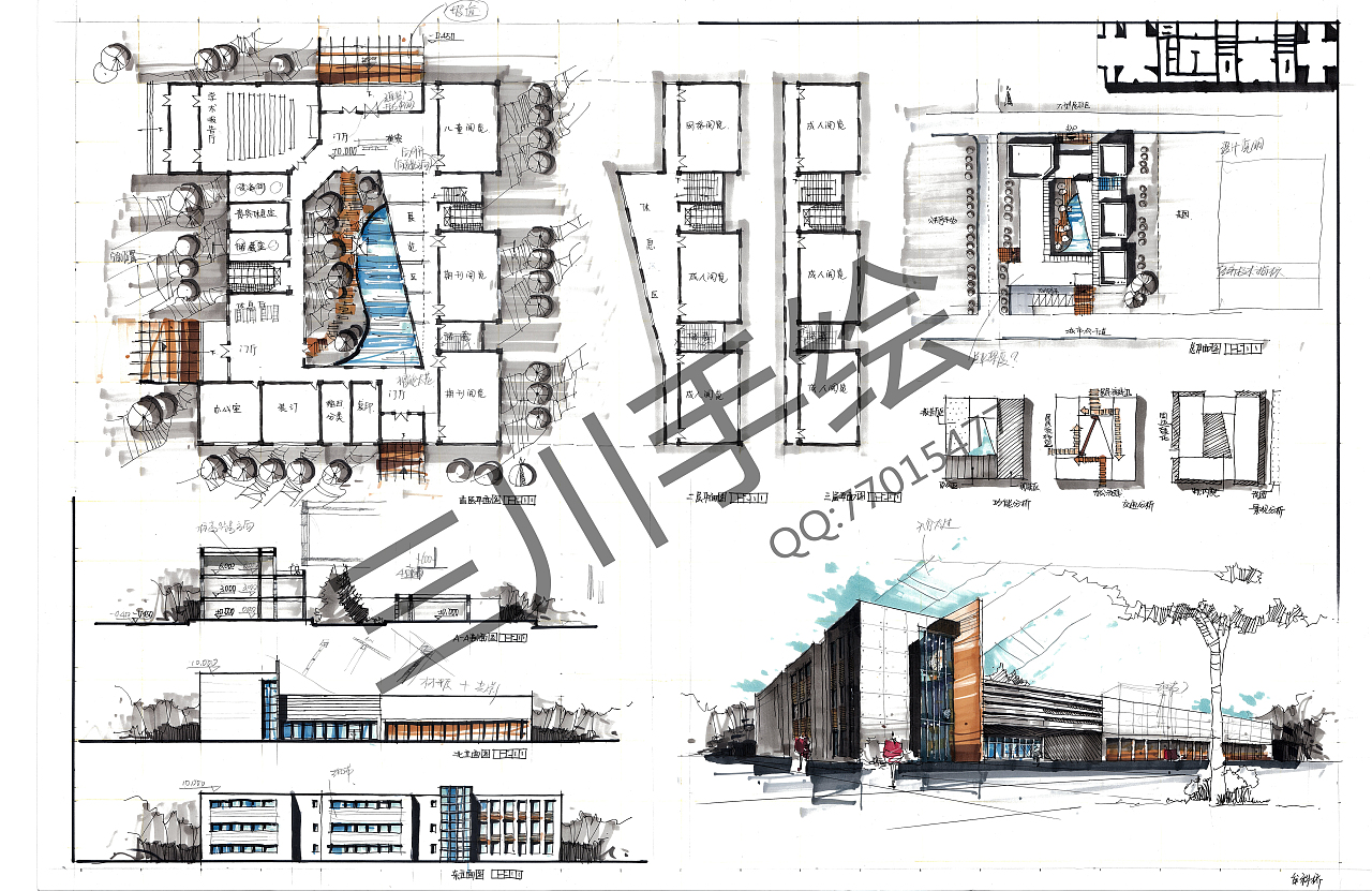 三川手绘快题设计（图ZMTk2NTAzODQ=） - 建筑设计 - 站酷设计师三川手绘原创素材 - 站酷ZCOOL