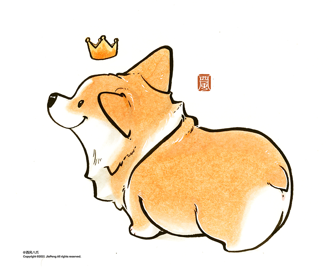 小肥基--柯基犬插画