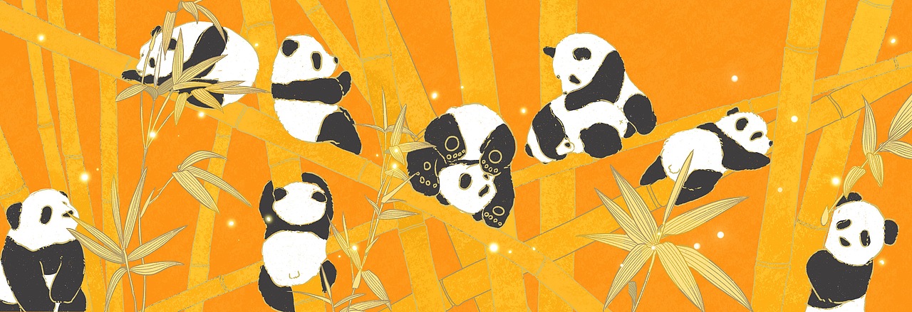 石棉县熊猫插画书签设计