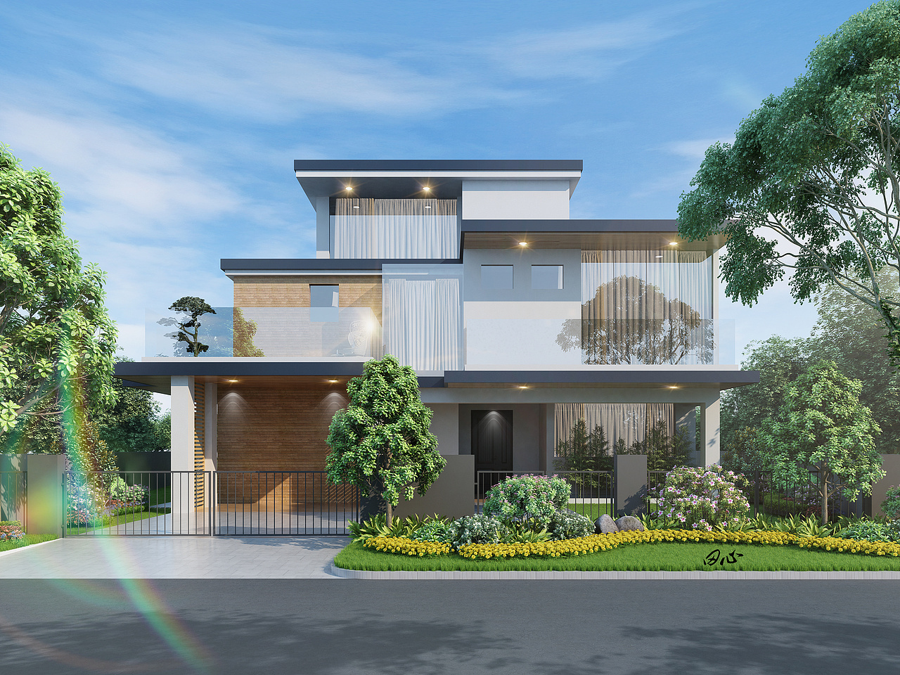 别墅外立面庭院园林景观设计