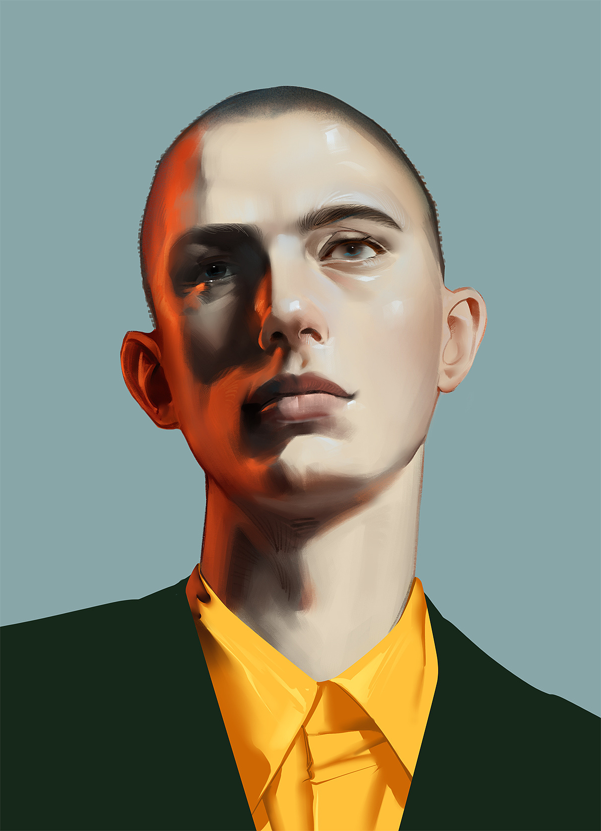 男性头像的课上演示|插画|商业插画|peter肖吉 - 原创作品 - 站酷